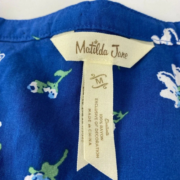 Matilda Jane Womens Medium Day Tripping Blue Floral Dress Long Sleeve Flowy Boho - Picture 4 of 7